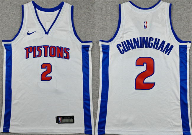Youth Detroit Pistons #2 Cade Cunningham White Stitched Basketball Jersey